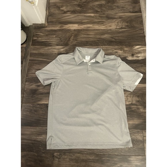 Oakley Polo Shirt Men's Large Grey Short Sleeve Polo Shirt Regular Fit 569 - Picture 1 of 6